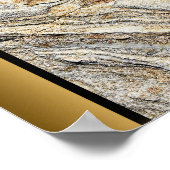 Bruin Grijs Marmeren Steen/Zwart Gouden Rand Art Poster (Hoek)
