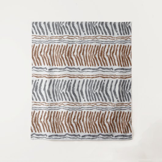 Bruin Grijs Moderne Boho Wandhanger Wandkleed (Voorkant)