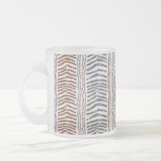 Bruin Grijs Moderne Streep Matglas Mok (Links)