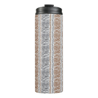Bruin Grijs Moderne Streep Thermische Tumbler Thermosbeker
