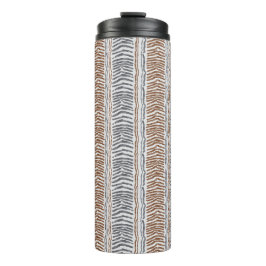 Bruin Grijs Moderne Streep Thermische Tumbler Thermosbeker