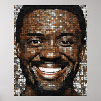 Bruin Grijs Mozaïek Mans Gezicht Wandkunst