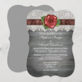 Bruin grijs Rustic Wood Roos Wedding Invite Kaart (Voorkant / Achterkant)