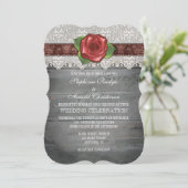 Bruin grijs Rustic Wood Roos Wedding Invite Kaart (Staand voorkant)