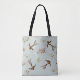 Bruin grijs-slib Floral Pattern-Canvas tas