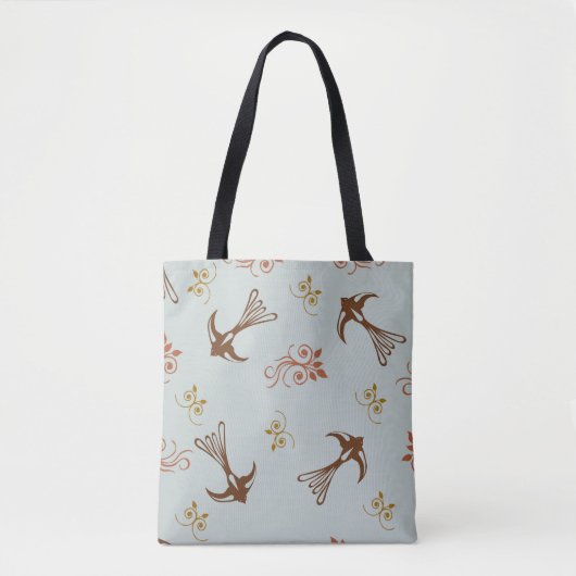 Bruin grijs-slib Floral Pattern-Canvas tas (Voorkant)
