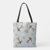 Bruin grijs-slib Floral Pattern-Canvas tas (Achterkant)