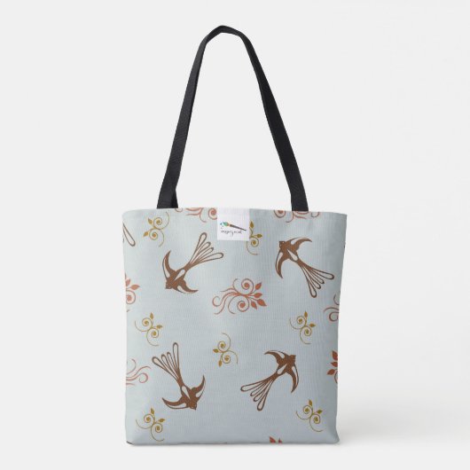 Bruin grijs-slib Floral Pattern-Canvas tas (Achterkant)