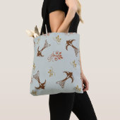 Bruin grijs-slib Floral Pattern-Canvas tas (Dichtbij)