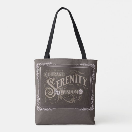 Bruin Grijs Stijl Serenity Prayer Tote Bag (Achterkant)