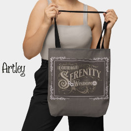 Bruin Grijs  Stijl Serenity Prayer Tote Bag