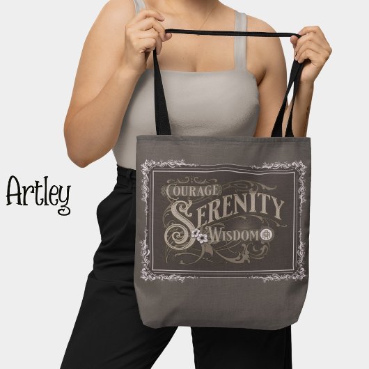 Bruin Grijs  Stijl Serenity Prayer Tote Bag