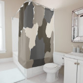 Bruin, grijs, Taupe en Ivory Fingerschilderij Douchegordijn (In situ)