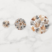 Bruin Grijs Waterverf Maple Leaves Patroon Wedding Confetti (Voorkanten)