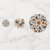 Bruin Grijs Waterverf Maple Leaves Patroon Wedding Confetti (Achterkanten)