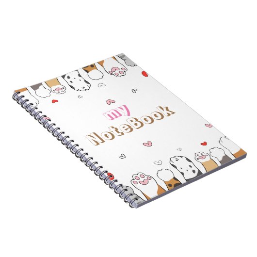 Bruin Grijs Wit Moppige Kattenpoten (80 pagina's B Notitieboek (Rechterzijde)