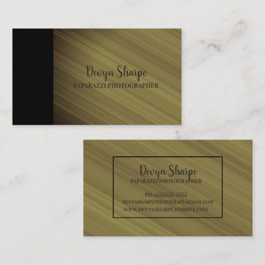 Bruin grijs zwart Paparazzi fotograaf Visitekaartje (Voorkant / Achterkant)