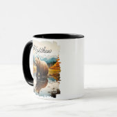 Bruin Grizzly Beer Lake Mountain reflectie Mok (Voorkant links)