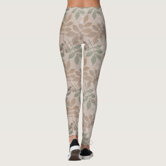 Bruin groen blad leggings (Achterkant)