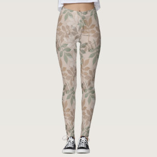 Bruin groen blad leggings