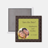  bruin/groen bruiloft aankondiging magneet (Voorkant / Achterkant)