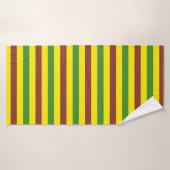Bruin Groen en Geel Stripes Ontwerp Badhanddoek (Badhanddoek)