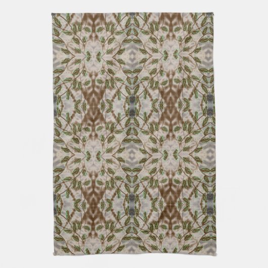 Bruin Groen en Grijs Blauw Theedoek (Verticaal)