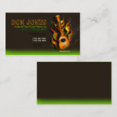 Bruin Groen Flamming Guitar Visitekaartje (Voorkant / Achterkant)