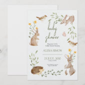 Bruin Groen Geïllustreerd Baby shower Kaart (Voorkant / Achterkant)