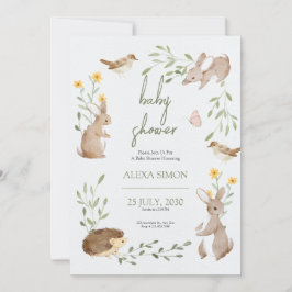Bruin Groen Geïllustreerd Baby shower Kaart
