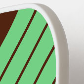 Bruin Groen Gestreept 70s 80s Klassieke Retro Stre Pickleball Paddle (Links Detail)