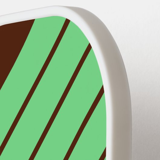 Bruin Groen Gestreept 70s 80s Klassieke Retro Stre Pickleball Paddle (Links Detail)