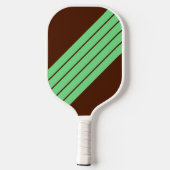 Bruin Groen Gestreept 70s 80s Klassieke Retro Stre Pickleball Paddle (Achterkant)