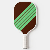 Bruin Groen Gestreept 70s 80s Klassieke Retro Stre Pickleball Paddle (Voorkant)