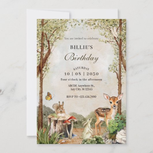 BRUIN GROEN HOUT WILDLIFE NATUUR Verjaardag Kaart (Voorkant)
