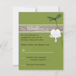 Bruin Groen Ivoor Bloedend Hart Bruiloft RSVP Kaart
