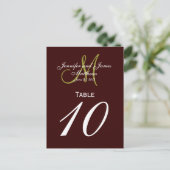Bruin Groen Monogram Trouwtafel Aantal Kaarten (Staand voorkant)