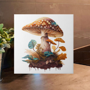 Bruin Groen Neutrals Woodland Mushroom Cottagecore Tegeltje
