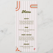 Bruin & Groen Retro Geïllustreerd | Diner Huwelijk Menu (Voorkant)