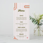 Bruin & Groen Retro Geïllustreerd | Diner Huwelijk Menu (Staand voorkant)