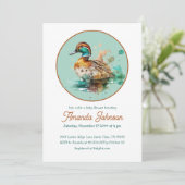 Bruin Groen rond Lijst Mallard Duck Baby shower Kaart (Staand voorkant)