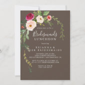 Bruin Groen Roze Blush Bruidsmeisjes Luncheon Douc Kaart (Voorkant)