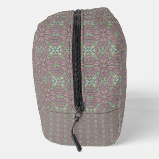 Bruin Groen Symmetrisch Bloem Toilettasje (Rechts)