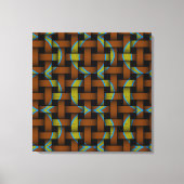 Bruin groen tribaal rond cirkelvormig schilderschi canvas afdruk (Voorkant)