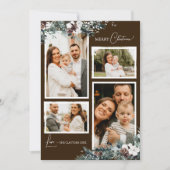 Bruin groen  vier fotocollage feestdagenkaart (Voorkant)