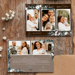 Bruin groen  vijf foto collage feestdagenkaart<br><div class="desc">Welkom bij ons betoverende Brown Greenery Five Photo Collage Holiday Kaart design, waar charme samengaat met moderne elegantie. Dit ontwerp is voorzien van ingewikkelde waterverf groen en subtiel elegante kalligrafie met eenvoudige typografie, het vastleggen van de essentie van de traditionele gezelligheid en rustieke cottage core. Met een vleugje retro flair...</div>