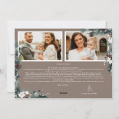 Bruin groen  vijf foto collage feestdagenkaart (Achterkant)