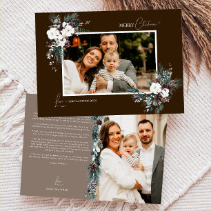 Bruin groen vintage kerst twee Afbeelding Feestdagenkaart