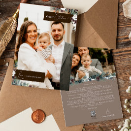 Bruin groen Vintage Kerstmis Familie Portret Feestdagenkaart