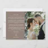 Bruin groen  vrolijk getrouwd foto feestdagenkaart (Achterkant)